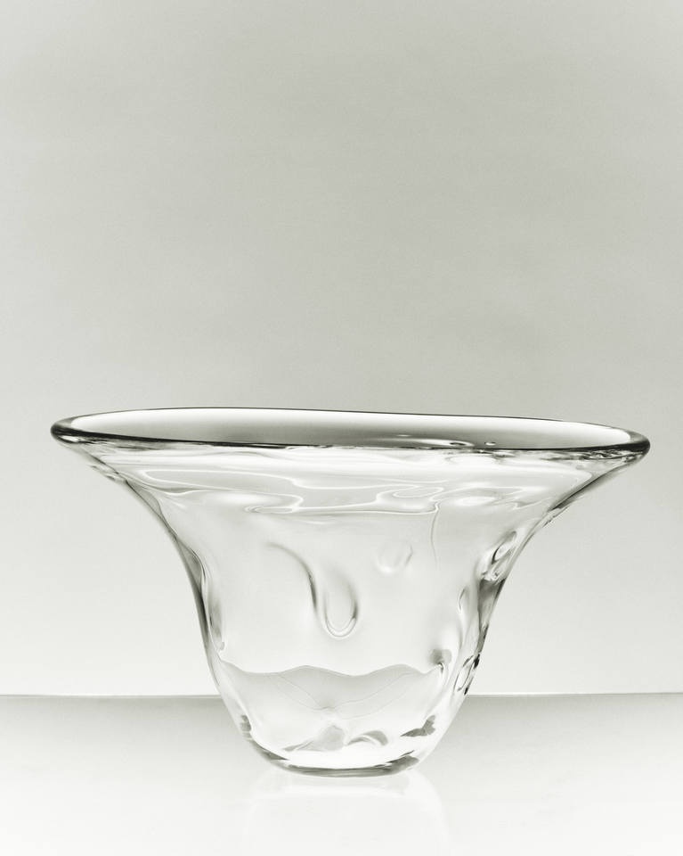 Vintage Glass Bowl, Clear Deco
