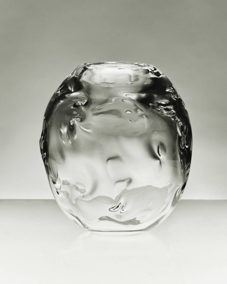 Vintage Glass Vase, Clear Deco