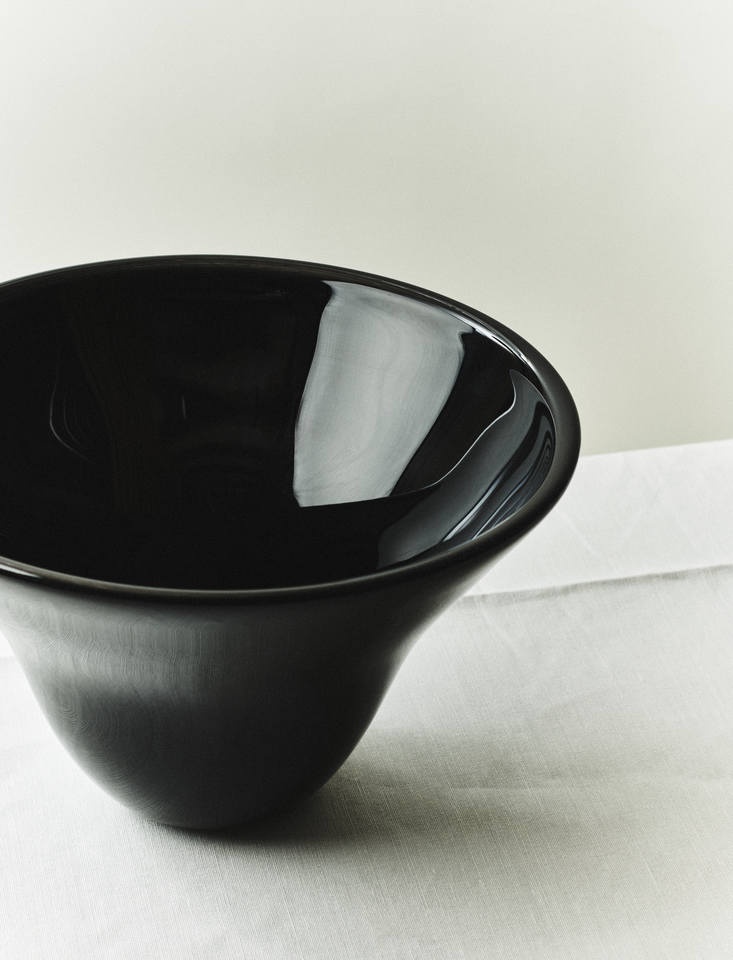 Vintage Glass Bowl, Black, Plain