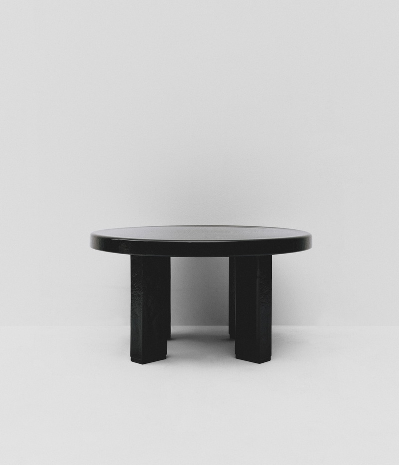 Large Black Seeded Glass Side Table