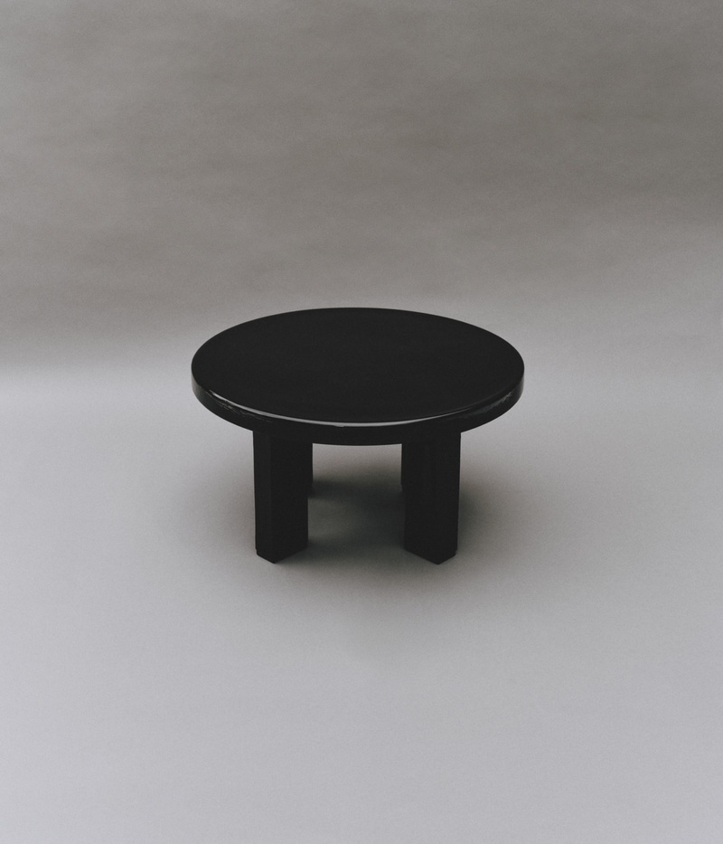 Large Black Seeded Glass Side Table
