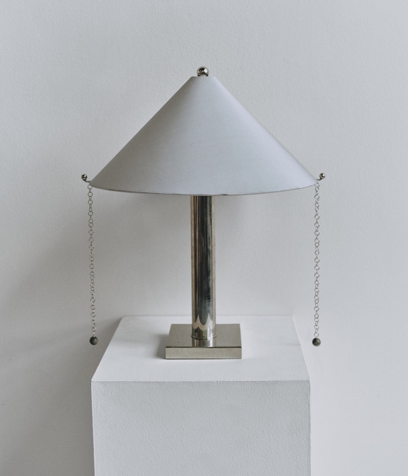 Table Lamp 002: Water Dupioni/Labradorite