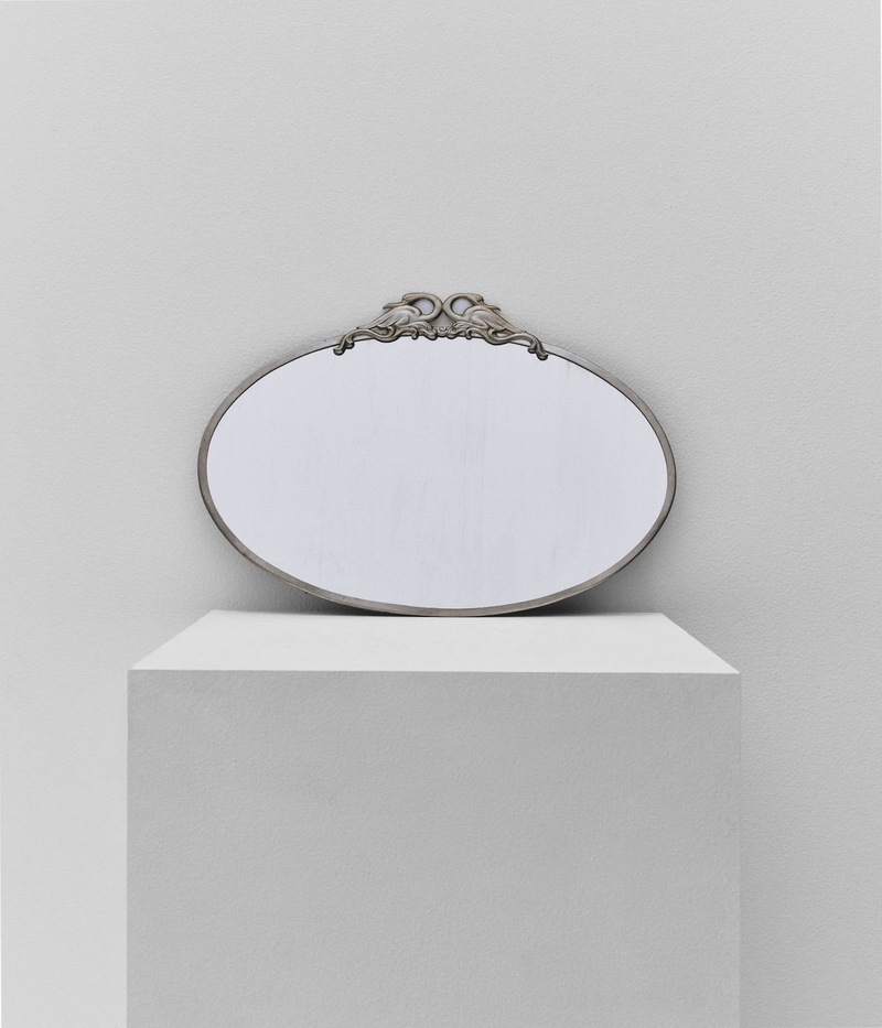 Pewter Mirror With Swans