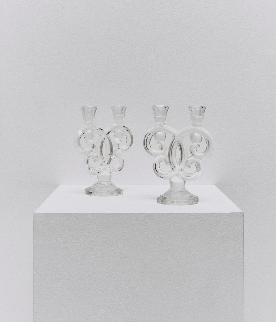 Pair of Glass Candlesticks