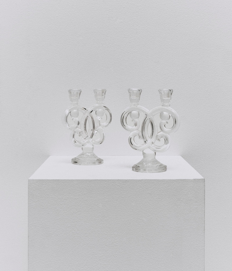 Pair of Glass Candlesticks