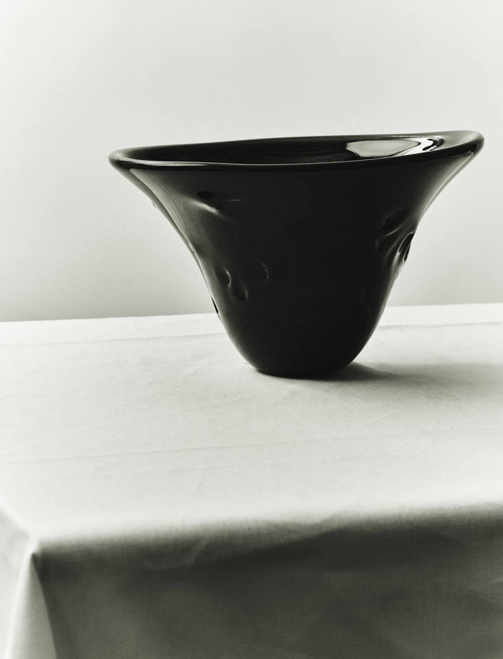 Vintage Glass Bowl, Black Deco