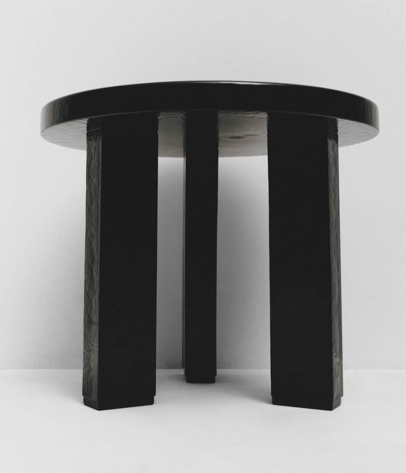 Medium Black Seeded Glass Side Table