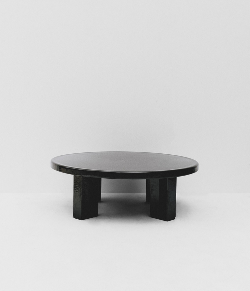 Small Black Seeded Glass Coffee Table