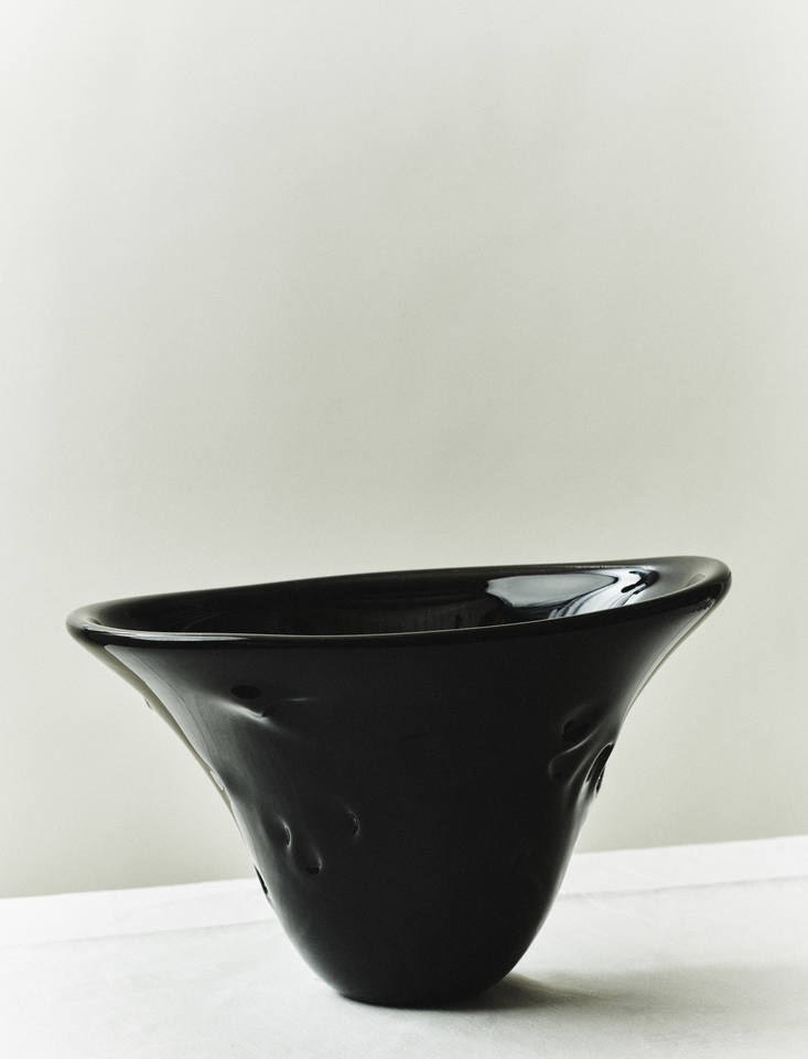 Vintage Glass Bowl, Black Deco