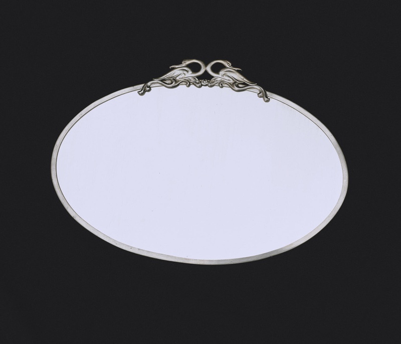 Pewter Mirror With Swans