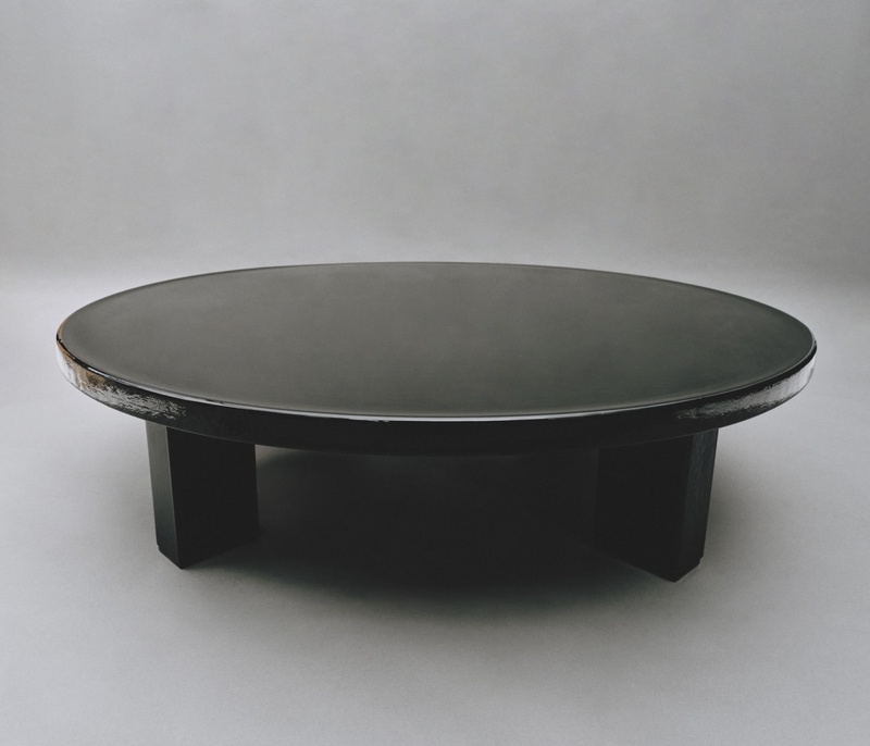 Large Black Seeded Glass Coffee Table
