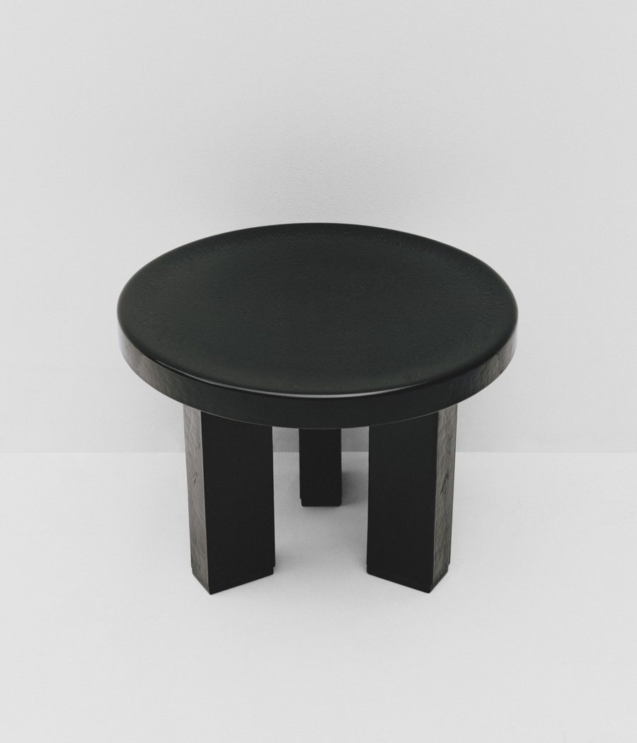 Small Black Seeded Glass Side Table