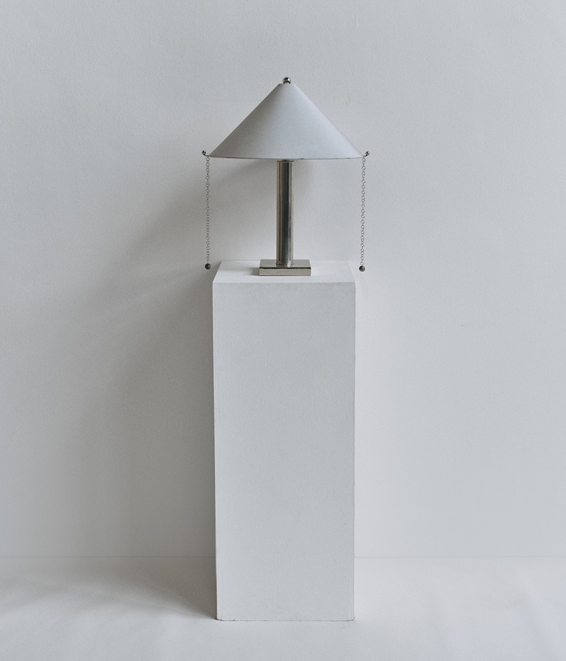 Table Lamp 002: Water Dupioni/Labradorite