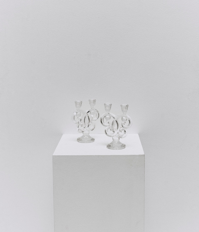 Pair of Glass Candlesticks